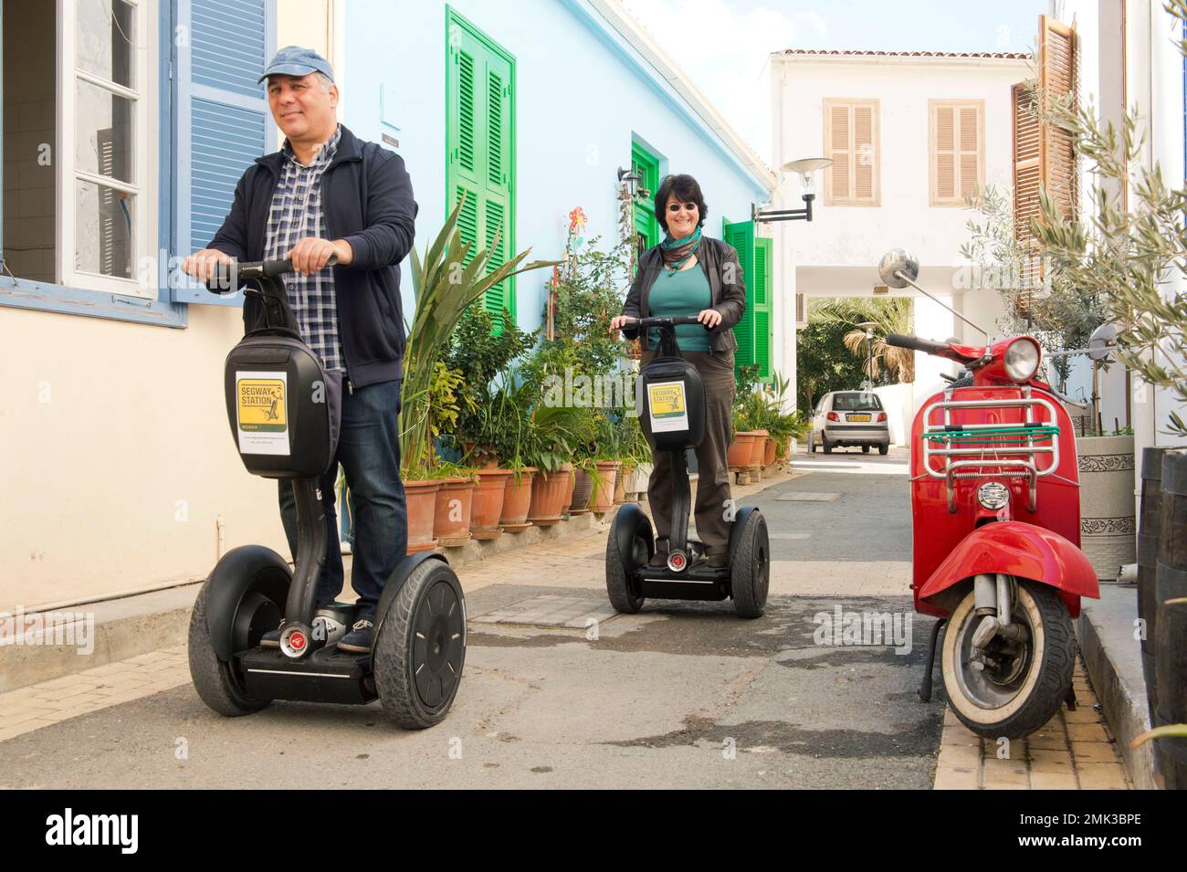 Segway tour trough Nicosia Stock Photo