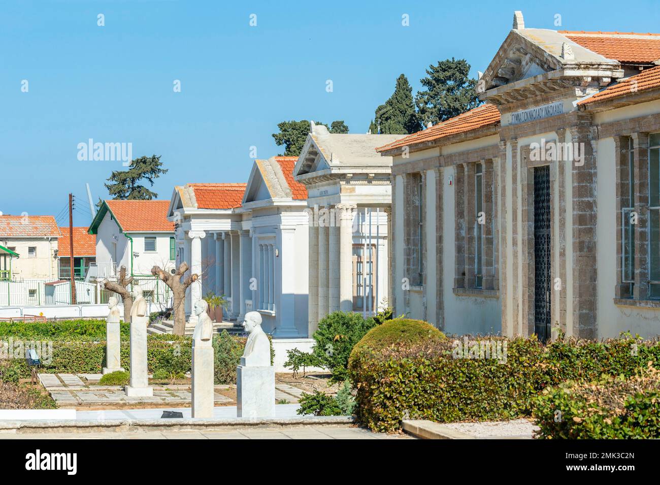 Neoclassical buildingsat thte centre of Pafos Stock Photo