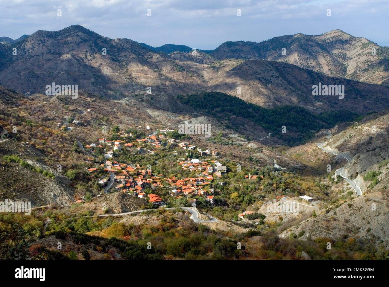 Villlage of Alona In Troodos Mountains Stock Photo