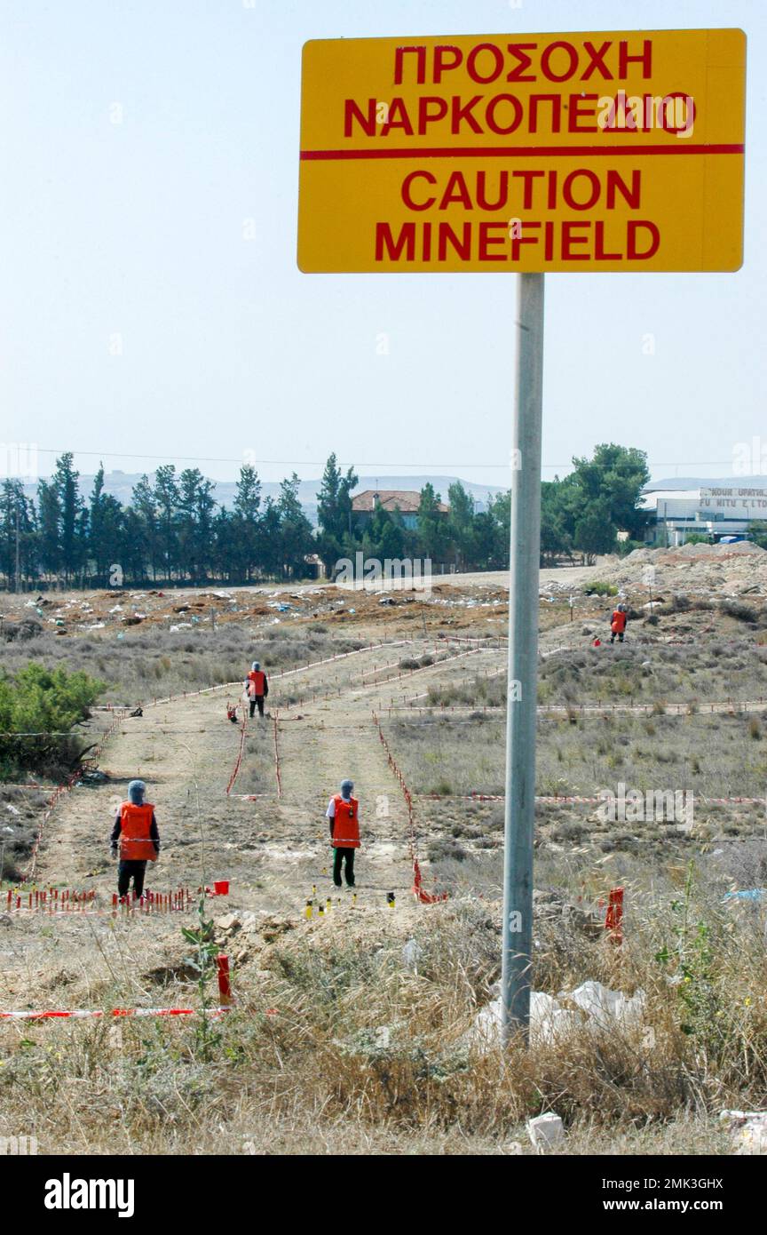 Mine Cleaning at Nicosia Greenline Stock Photo