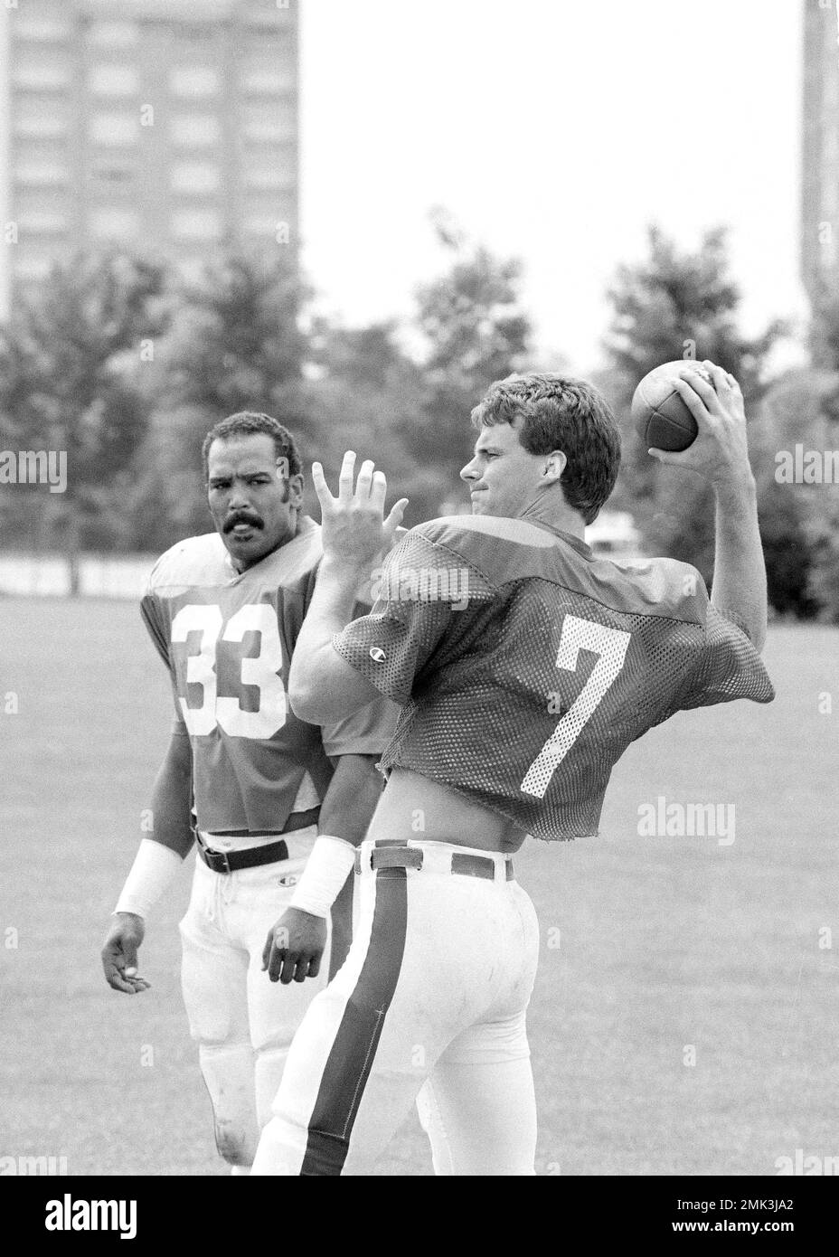 New York Jets quarterback Ken O'Brien winds up for a pass during