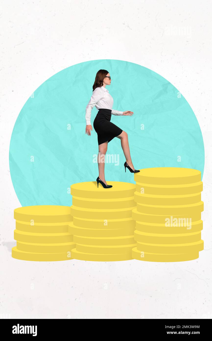Creative 3d artwork photo collage of young successful professional ceo
