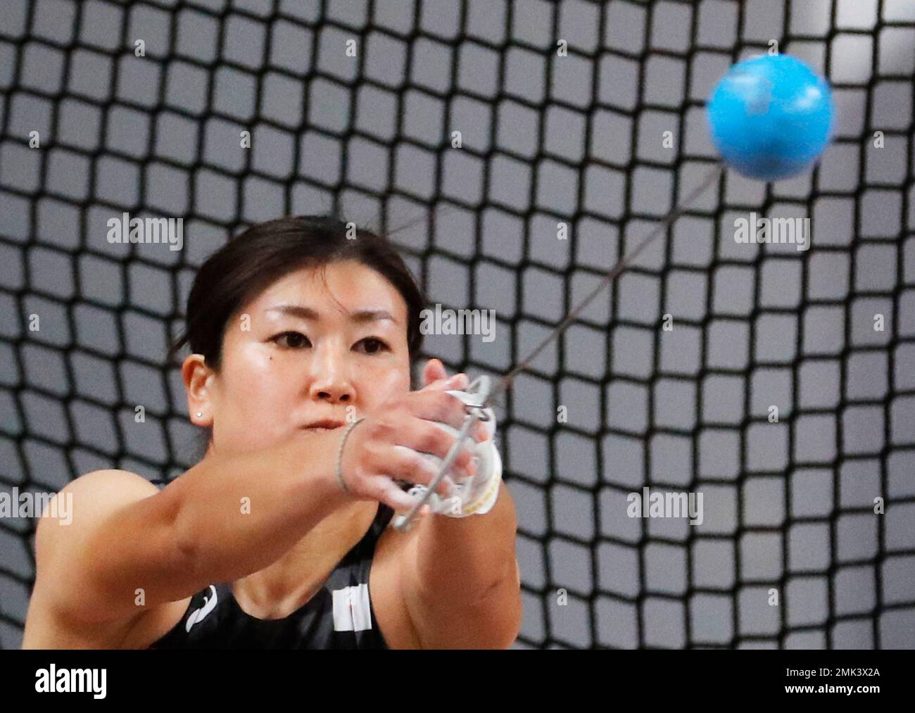 Japan's Akane Watanabe competes in the women's hammer throw final at