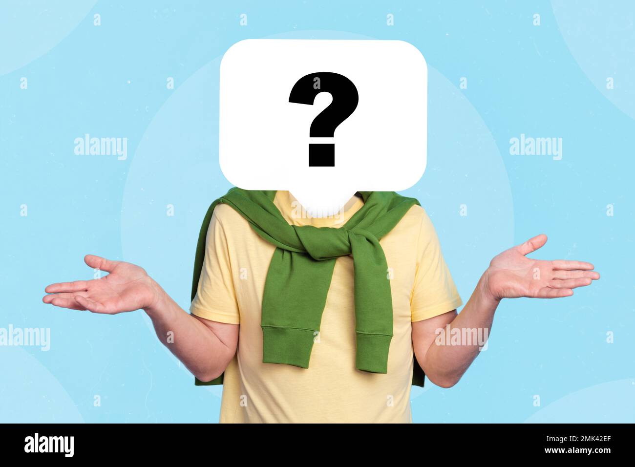 Template creative mockup collage of weird male person with question