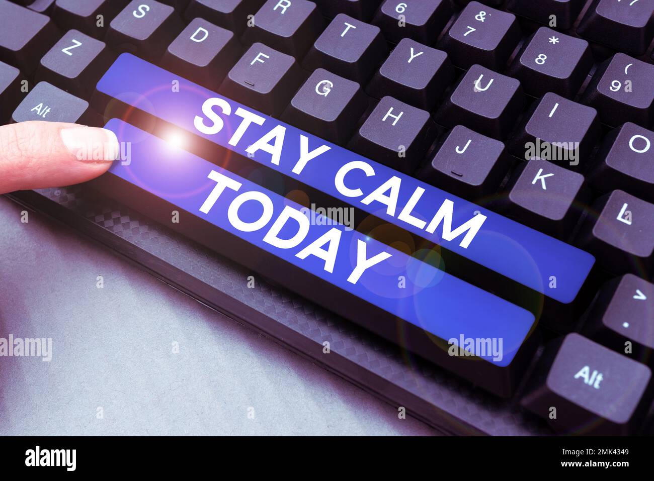 Conceptual caption Stay Calm. Word for Maintain in a state of motion smoothly even under pressure Stock Photo