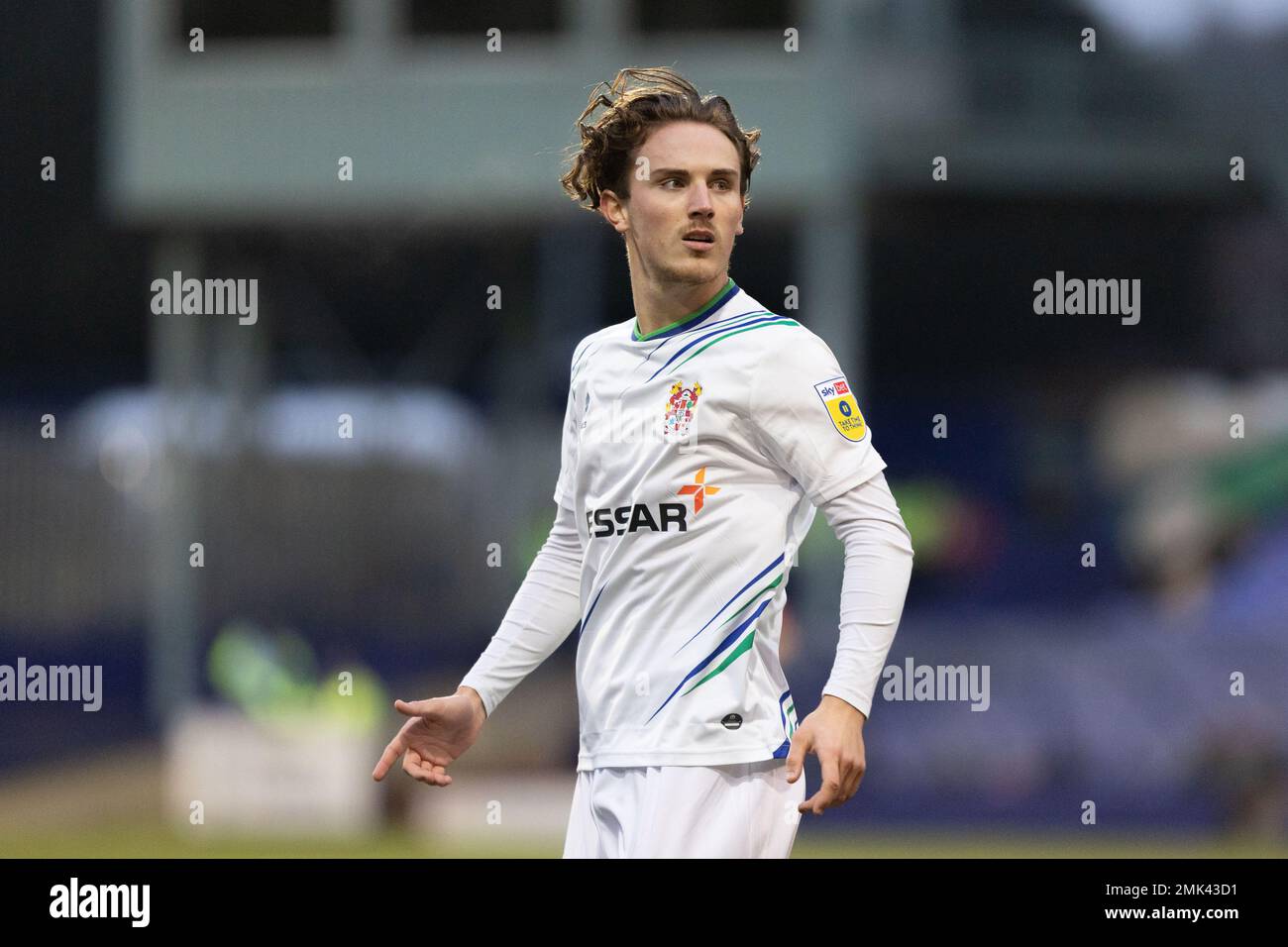 Logan Chalmers #19 of Tranmere Rovers during the Sky Bet League 2 match Tranmere Rovers vs Leyton Orient at Prenton Park, Birkenhead, United Kingdom, 28th January 2023  (Photo by Phil Bryan/Alamy Live News) Stock Photo
