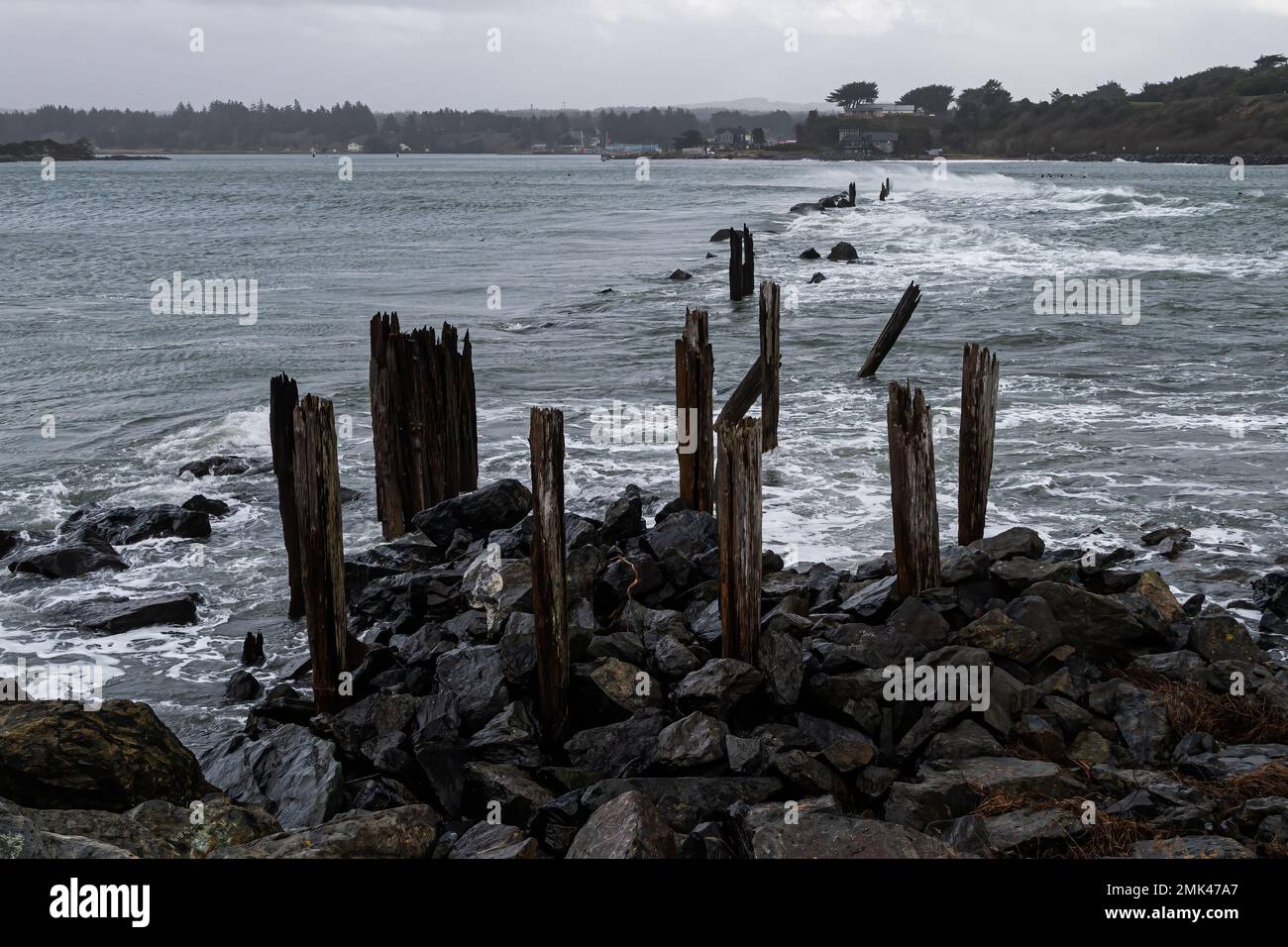 High tide levels on the Coquille River Stock Photo Alamy