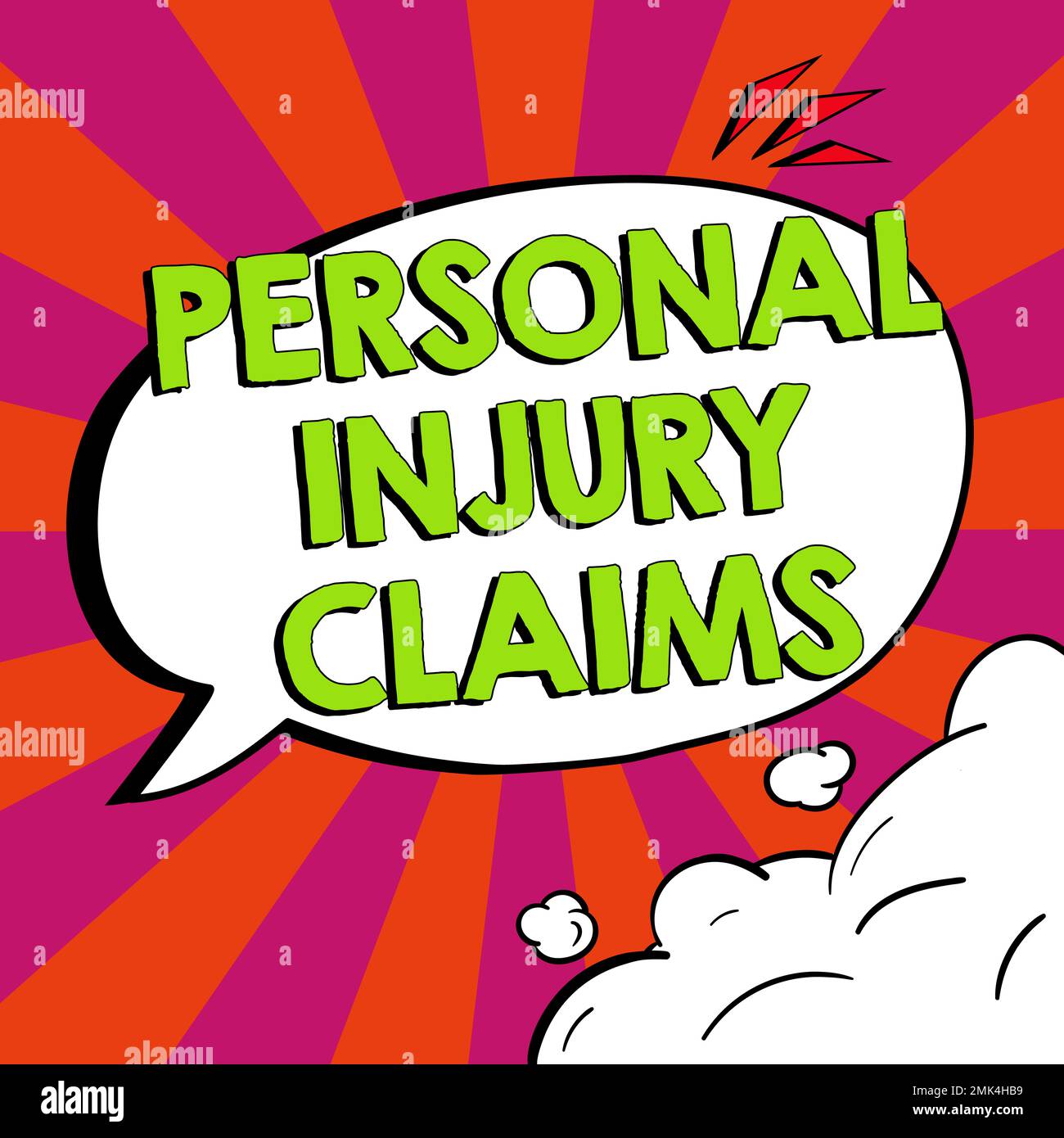 Handwriting text Personal Injury Claims. Word for being hurt or injured