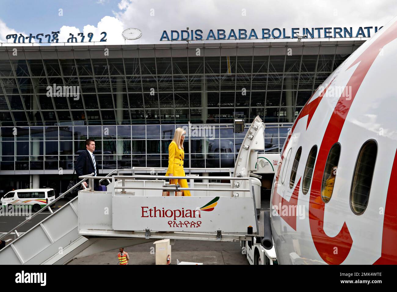 U.S. White House senior adviser Ivanka Trump boards an Ethiopian Airlines flight, Tuesday April