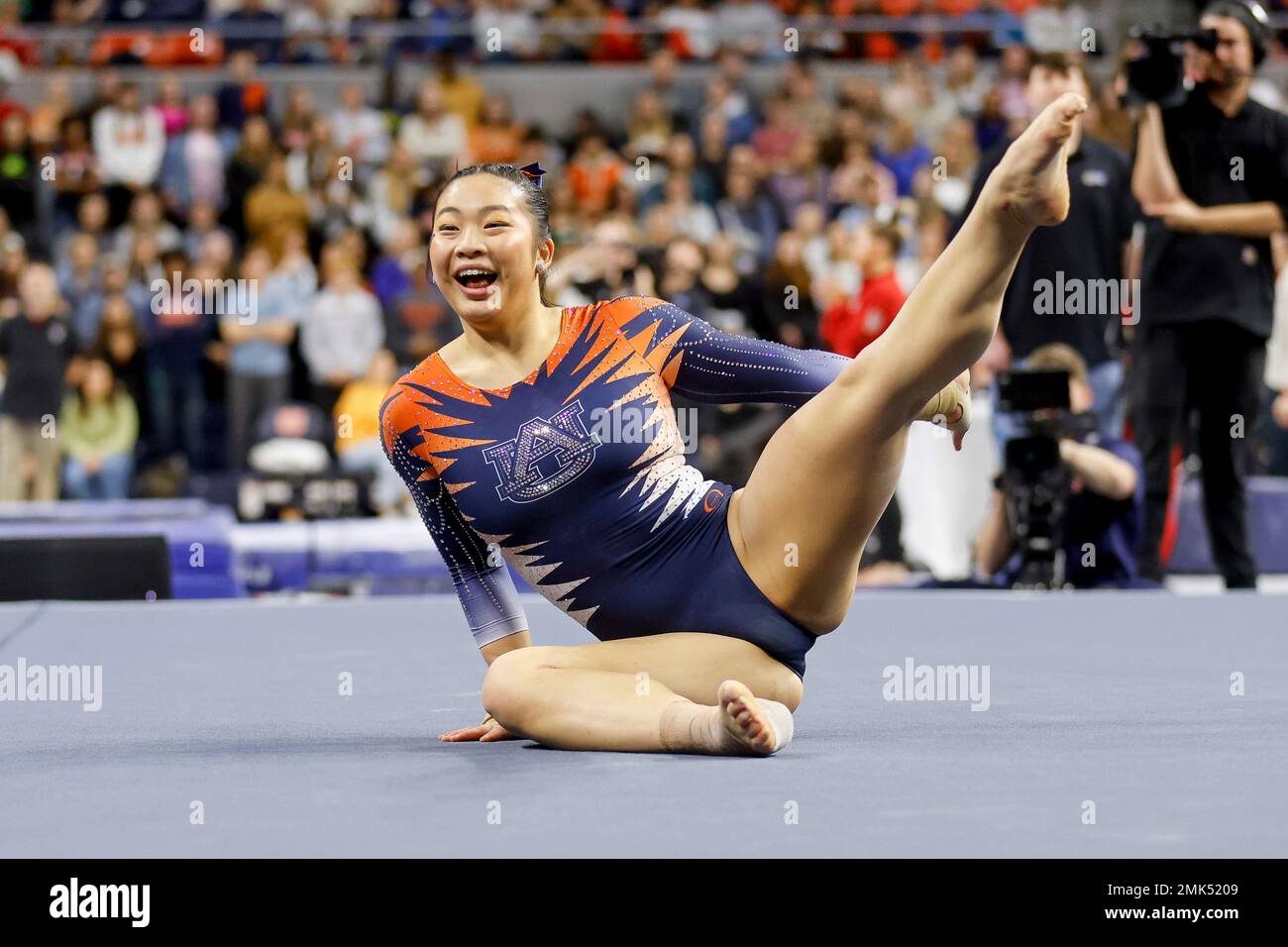 Auburn's Sophia Groth competes on the floor during an NCAA gymnastics