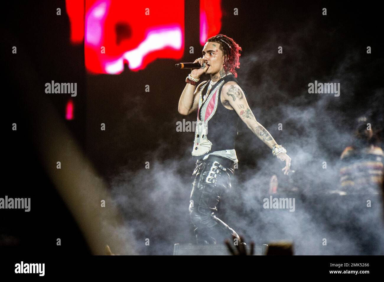 Lil Pump of Gucci Gang performs at the Coachella Music & Arts Festival at  the Empire Polo Club on Sunday, April 14, 2019, in Indio, Calif. (Photo by  Amy Harris/Invision/AP Stock Photo -