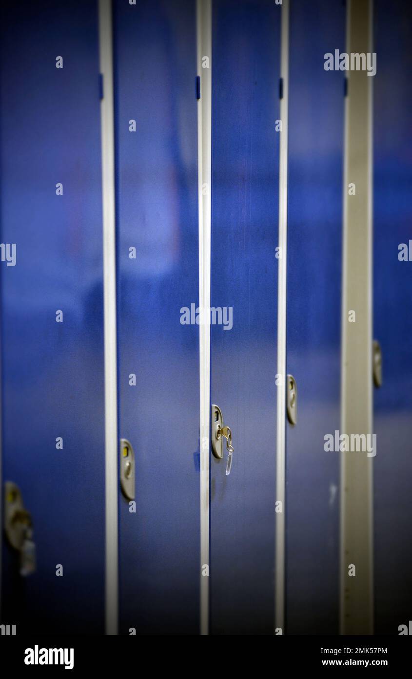 steel clothes lockers with one key Stock Photo