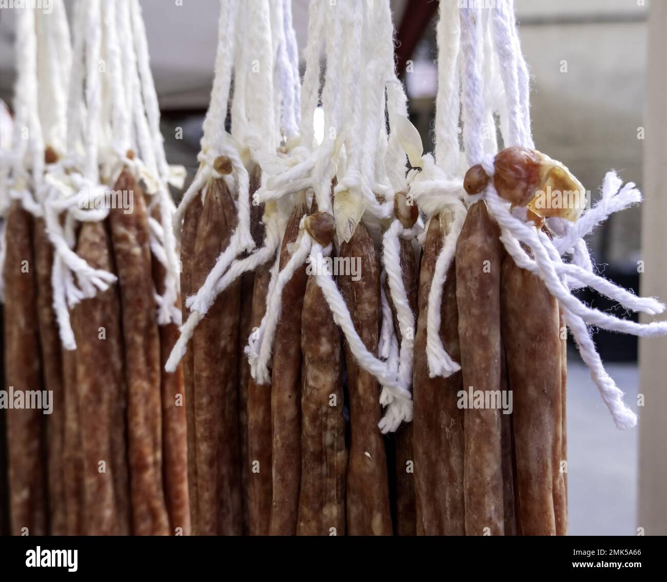 detail of dried pork, greasy food, diet Stock Photo