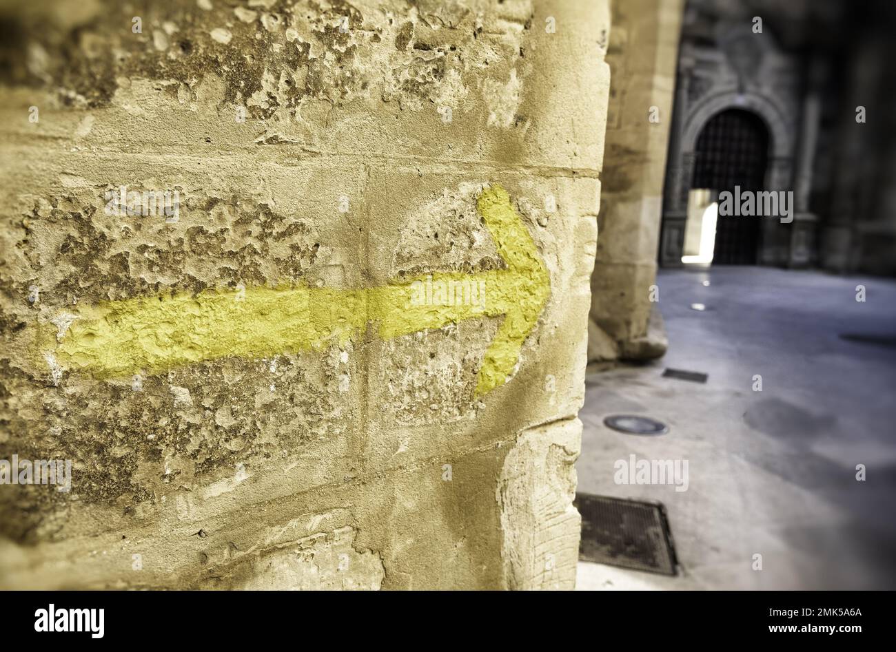 Detail of signal for pilgrims in a pilgrimage in Spain Stock Photo