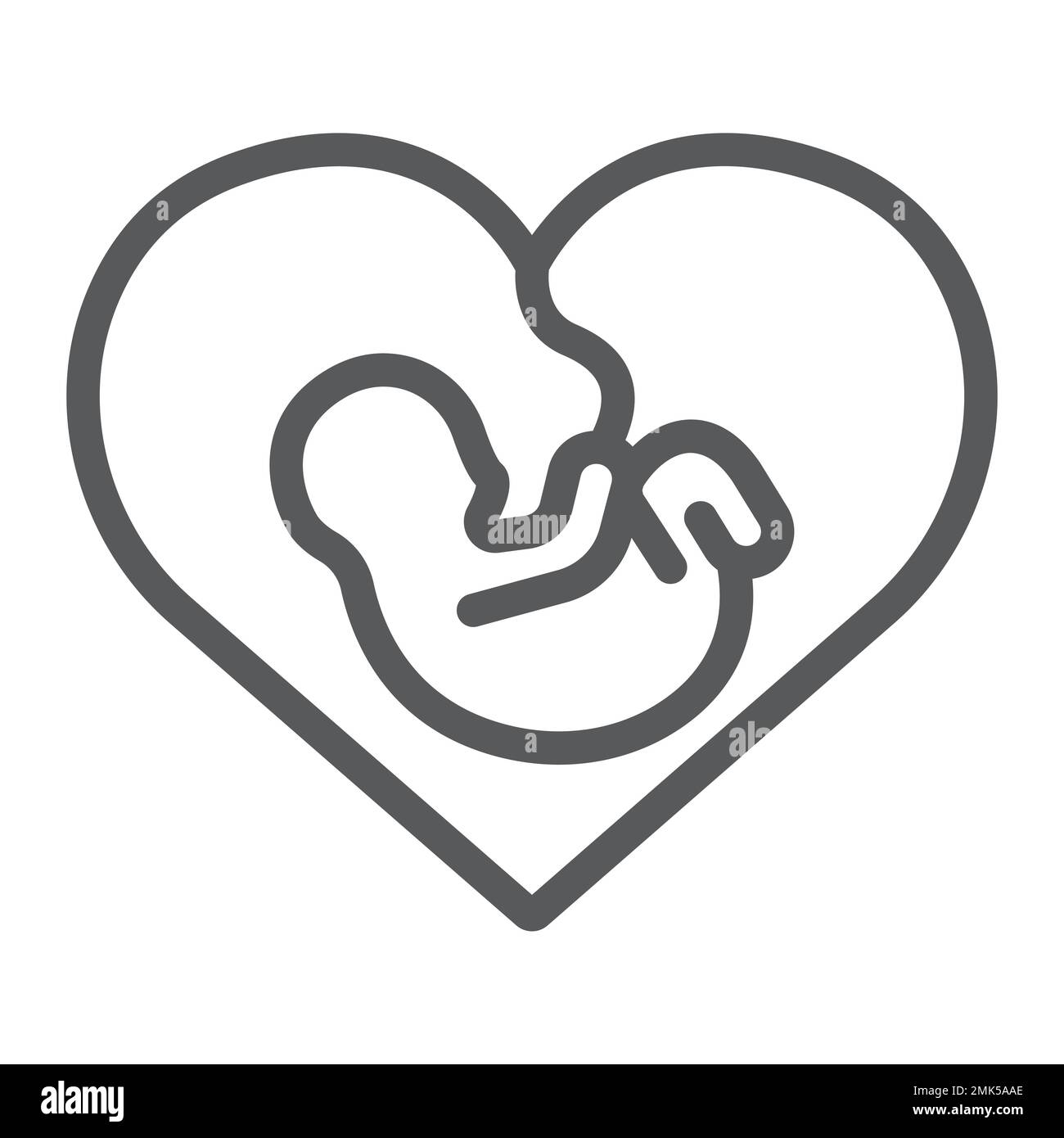 Newborn in heart line icon, love and child, heart with baby sign, vector graphics, a linear pattern on a white background, eps 10. Stock Vector