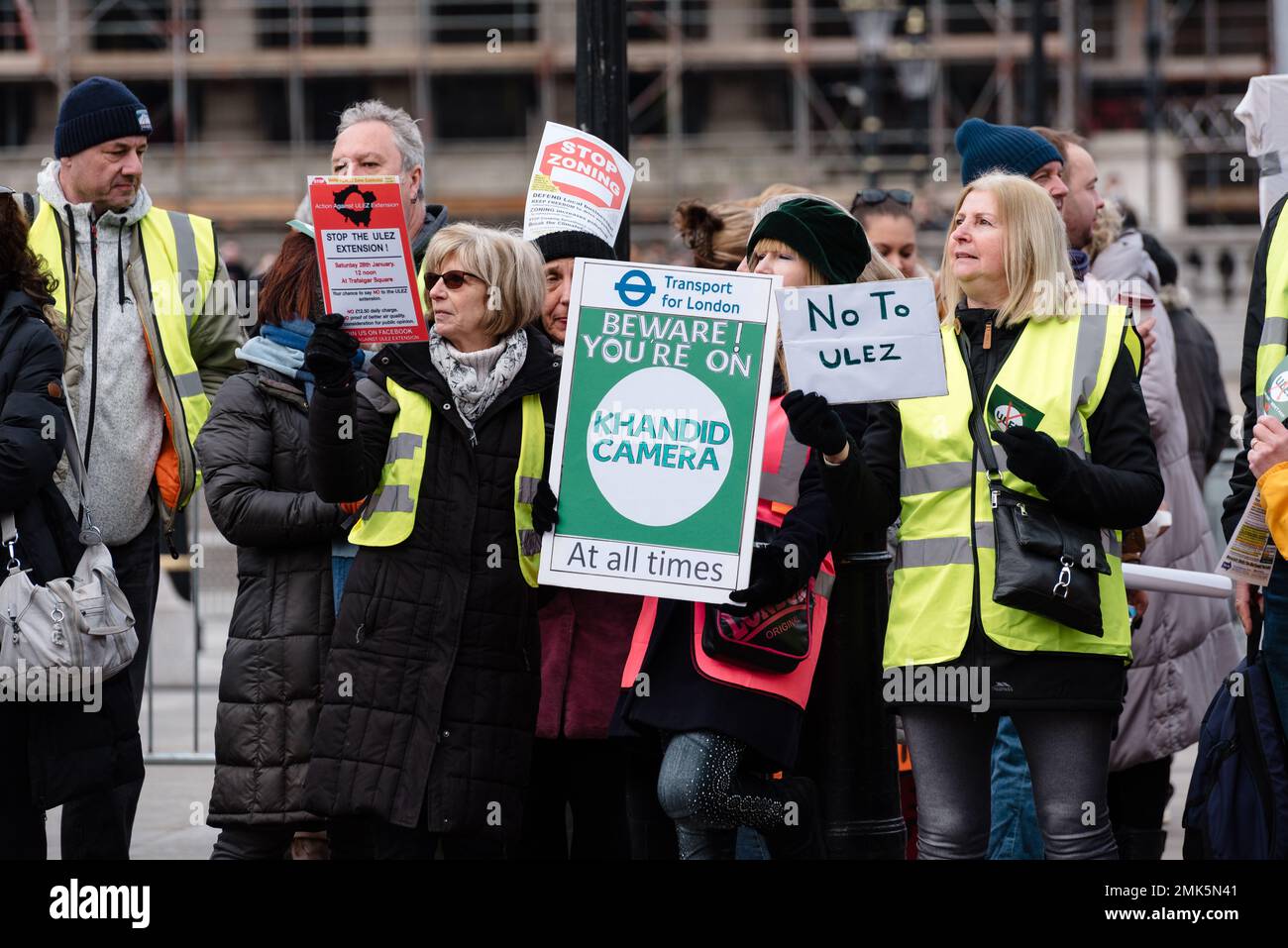 London, UK. 28 January 2023. Protest against ULEZ expansion in ...
