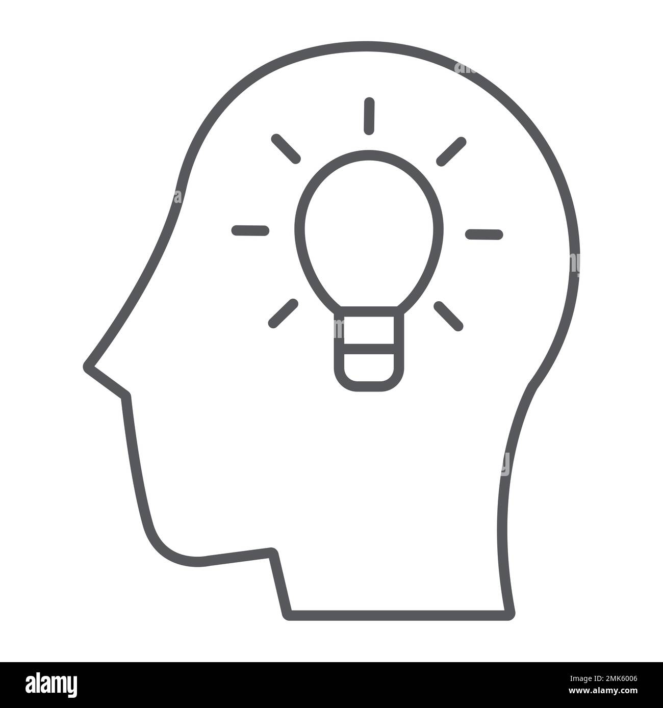 Idea thin line icon, creative and innovation, head with lamp sign ...