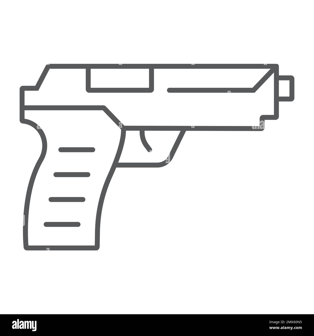Pistol gun thin line icon, weapon and army, handgun sign, vector ...