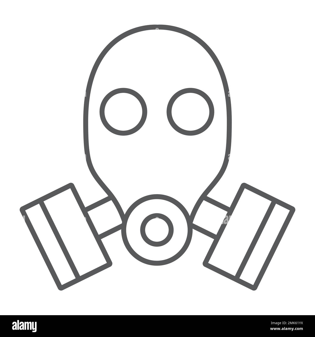 Gas mask thin line icon, defense and army, respirator sign, vector ...