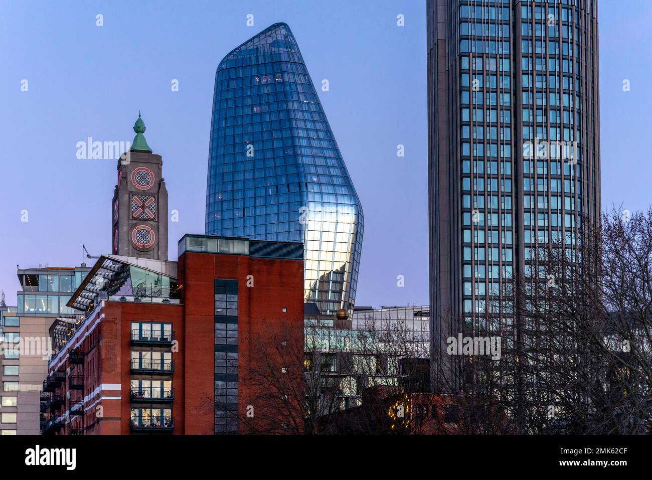 The Oxo Tower and One Blackfriars Building, Southbank, London, UK. Stock Photo