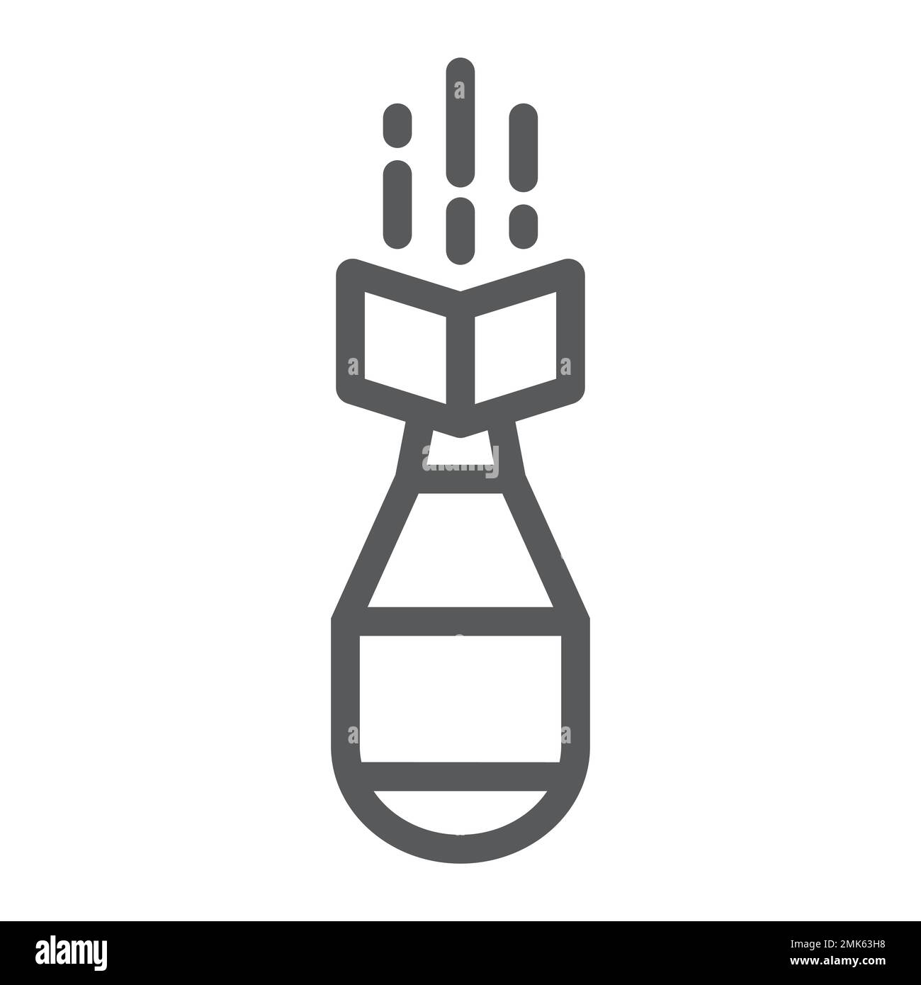 Nuclear bomb line icon, weapon and military, air bomb sign, vector