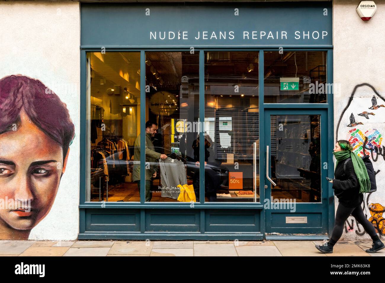 The Nudie Jeans Repair Shop, Shoreditch, London, UK Stock Photo - Alamy
