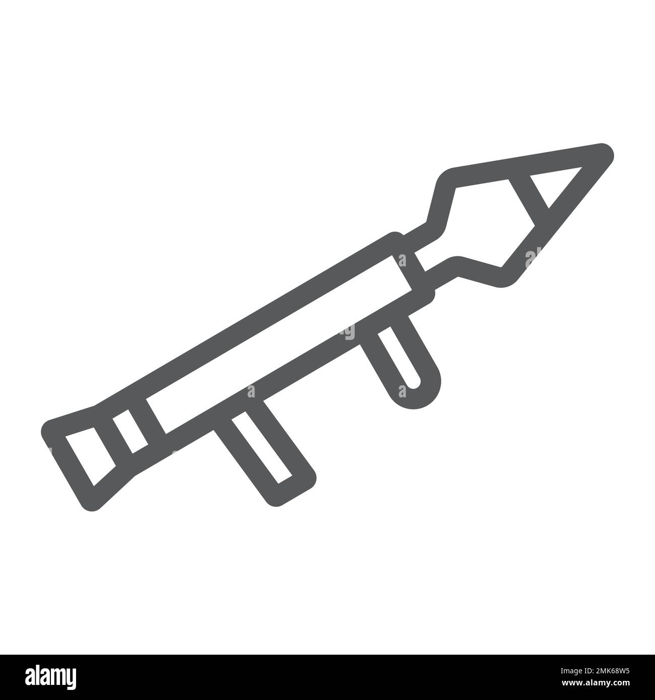 Rocket launcher line icon, firearm and grenade, weapon sign, vector ...