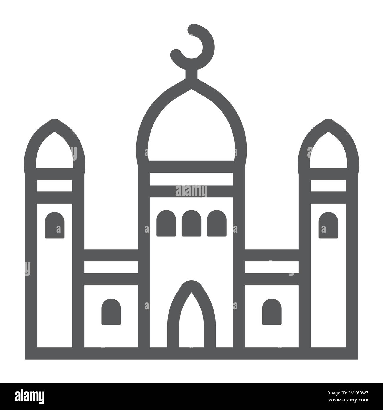 Mosque line icon, islamic and religion, building sign, vector graphics, a linear pattern on a white background, eps 10. Stock Vector