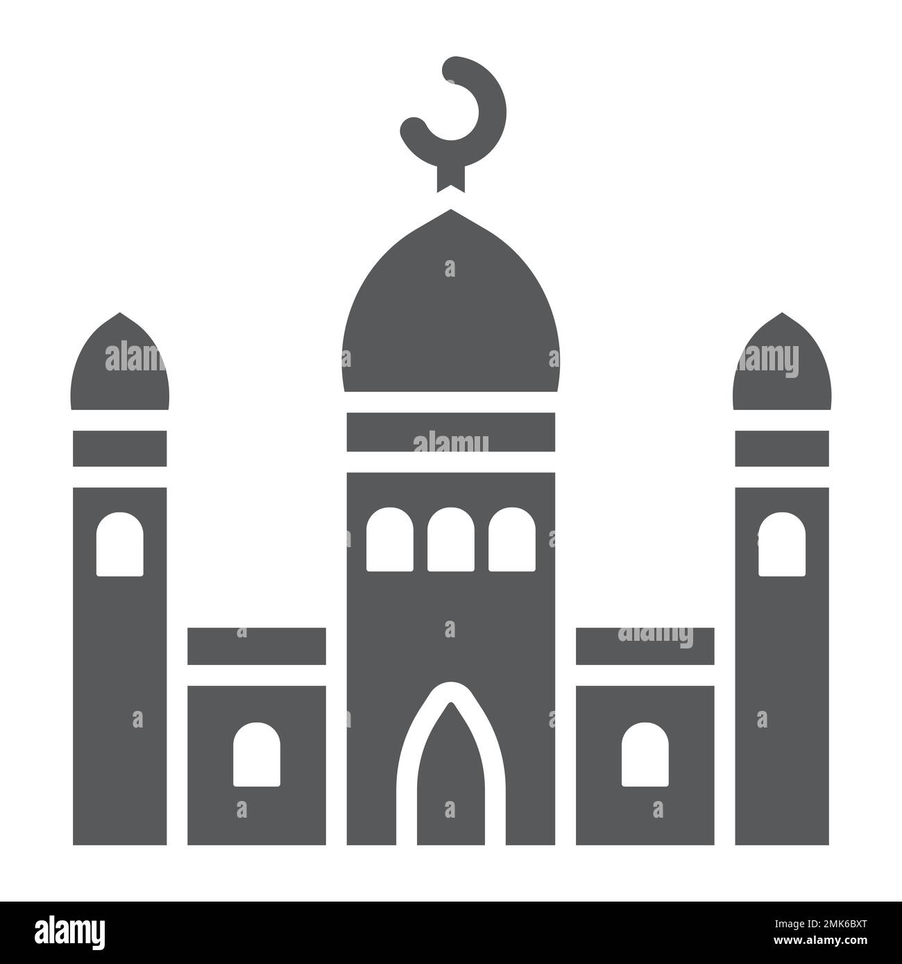 Mosque glyph icon, islamic and religion, building sign, vector graphics, a solid pattern on a white background, eps 10. Stock Vector