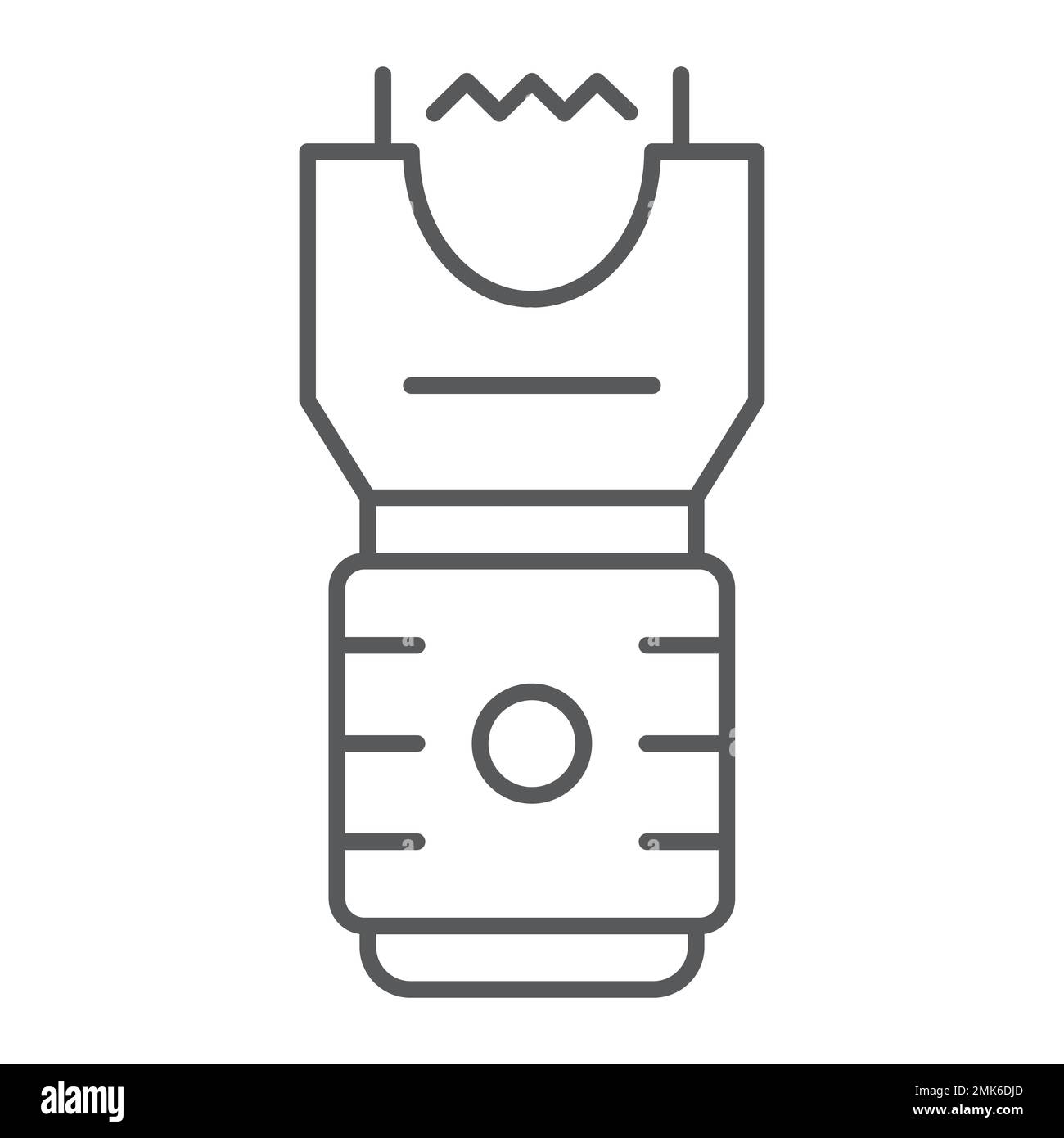 Electroshock weapon thin line icon, protection and security, firearm sign, vector graphics, a linear pattern on a white background, eps 10. Stock Vector