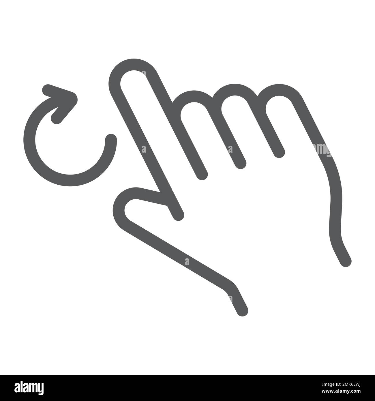 Two fingers rotate line icon, gesture and hand, twist sign, vector