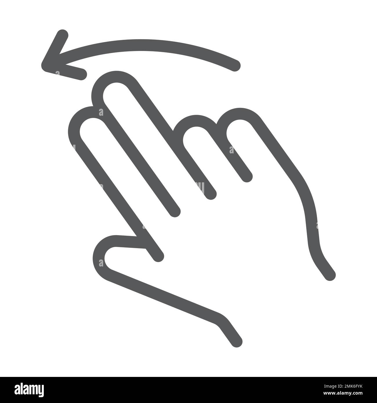 Two finger flick left line icon, gesture and hand, swipe sign, vector graphics, a linear pattern on a white background, eps 10. Stock Vector