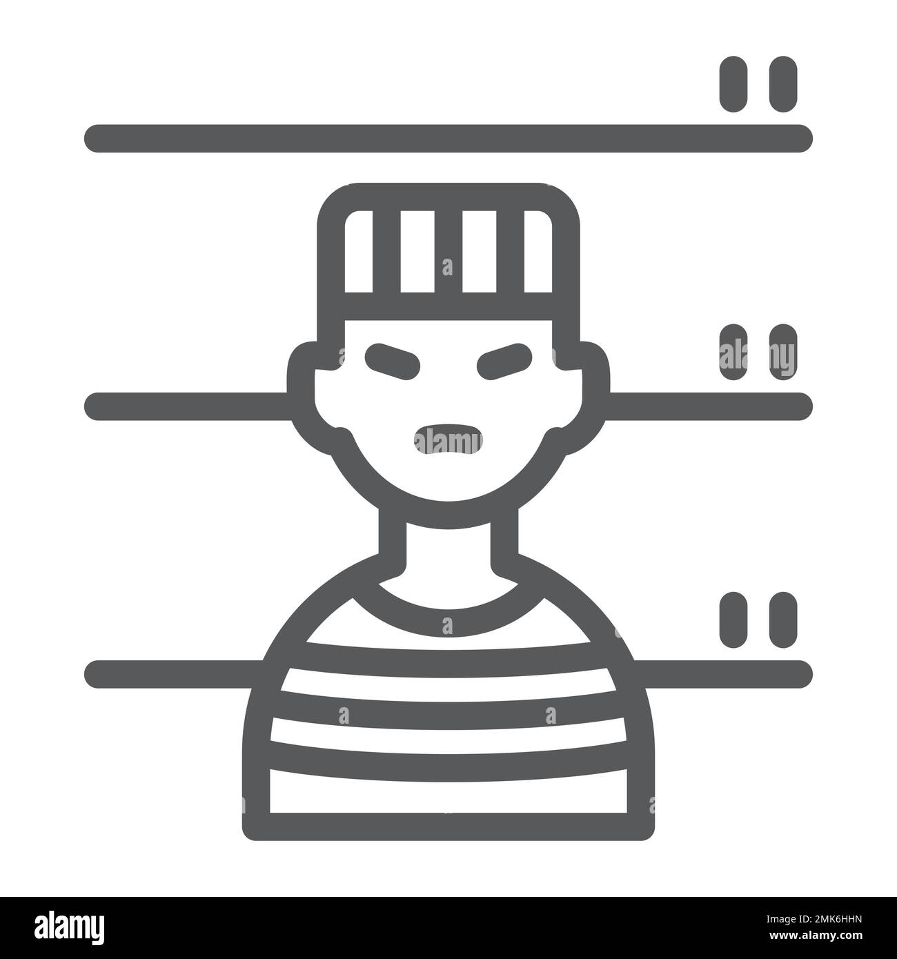 Prisoner line icon, criminal and jail, man sign, vector graphics, a linear pattern on a white background, eps 10. Stock Vector