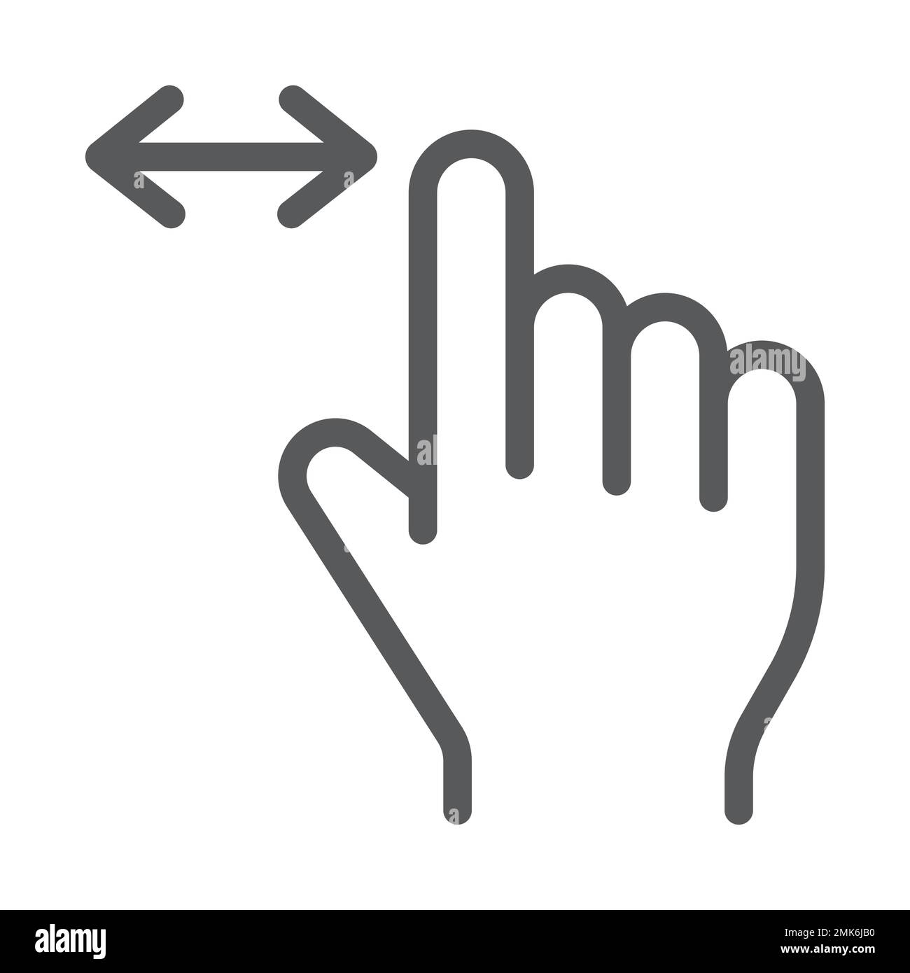 Horizontal scroll line icon, finger and gesture, hand sign, vector ...