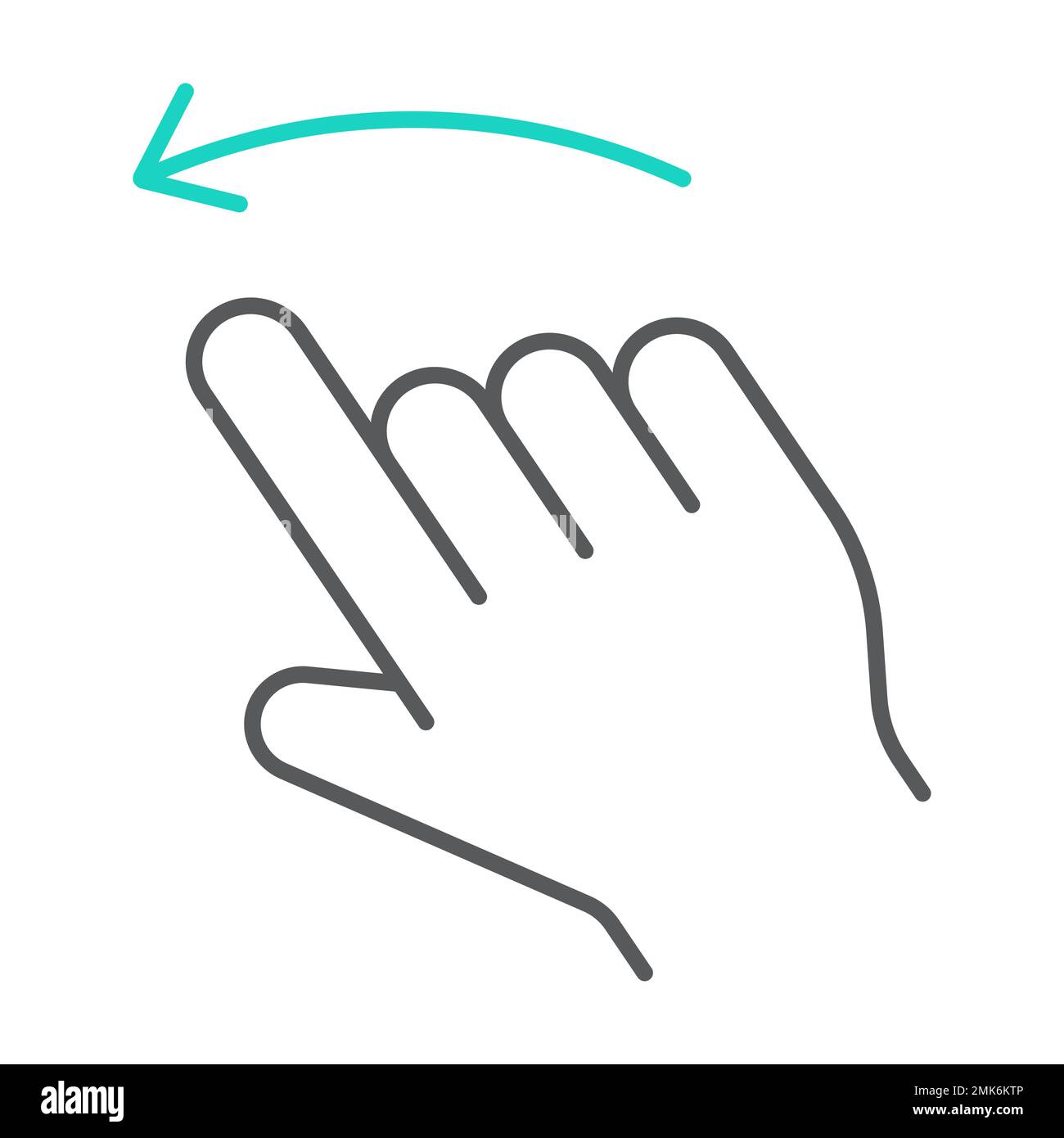 Flick left thin line icon, action and hand, gesture sign, vector graphics, a linear pattern on a