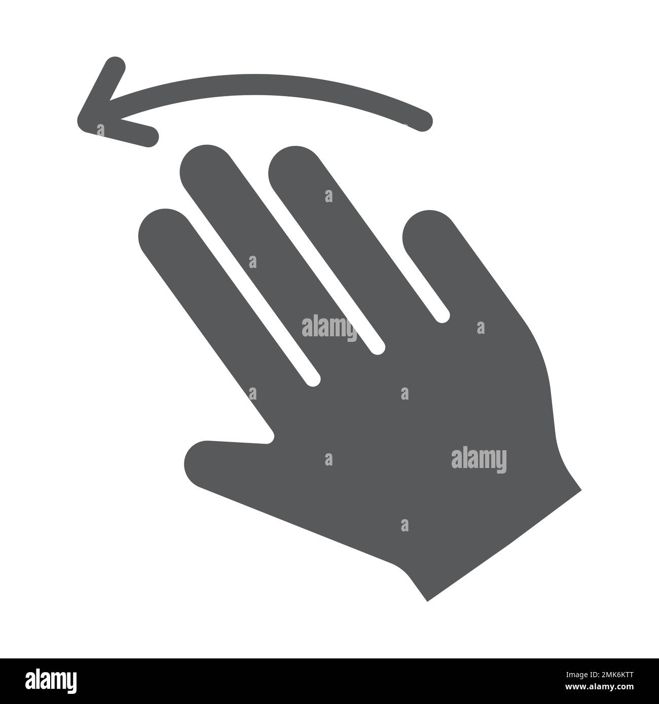 Three fingers flick left glyph icon, gesture and hand, click sign, vector graphics, a solid pattern on a white background, eps 10. Stock Vector