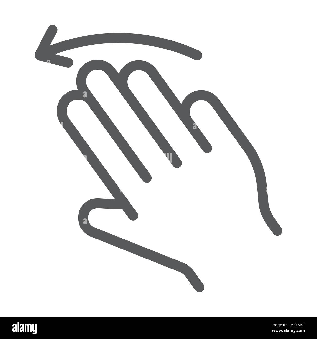 Three fingers flick left line icon, gesture and hand, click sign, vector graphics, a linear pattern on a white background, eps 10. Stock Vector