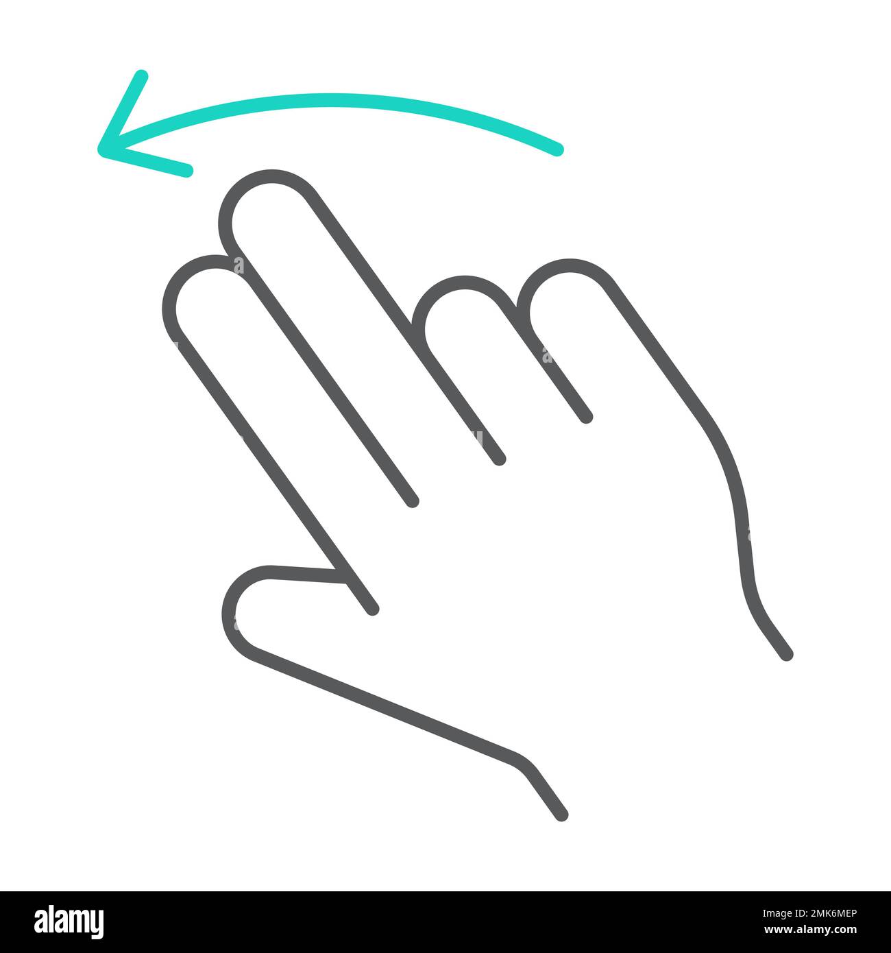 Two finger flick left thin line icon, finger and hand, gesture sign, vector graphics, a linear pattern on a white background, eps 10. Stock Vector