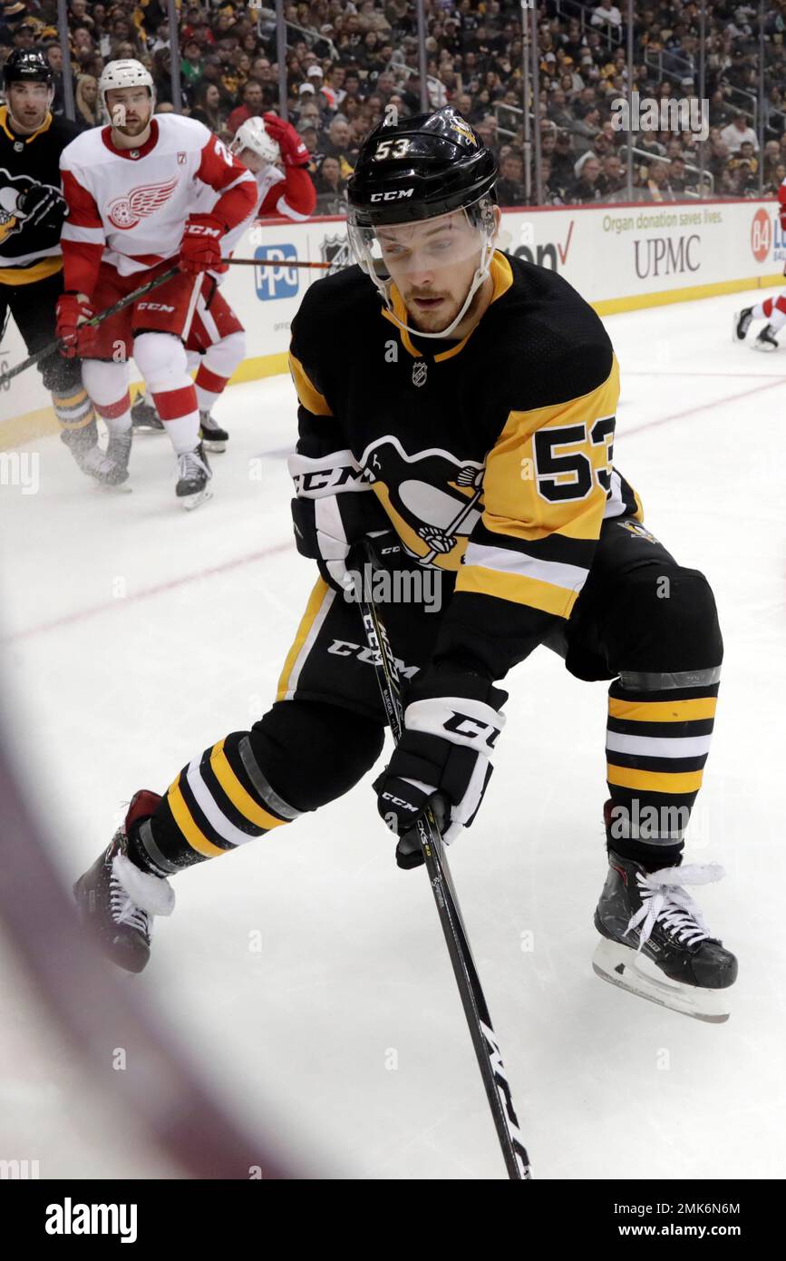 Pittsburgh Penguins' Teddy Blueger (53) plays against the Washington  Capitals during an NHL hockey game , Sunday, Feb. 14, 2021, in Pittsburgh.  (AP Photo/Keith Srakocic Stock Photo - Alamy