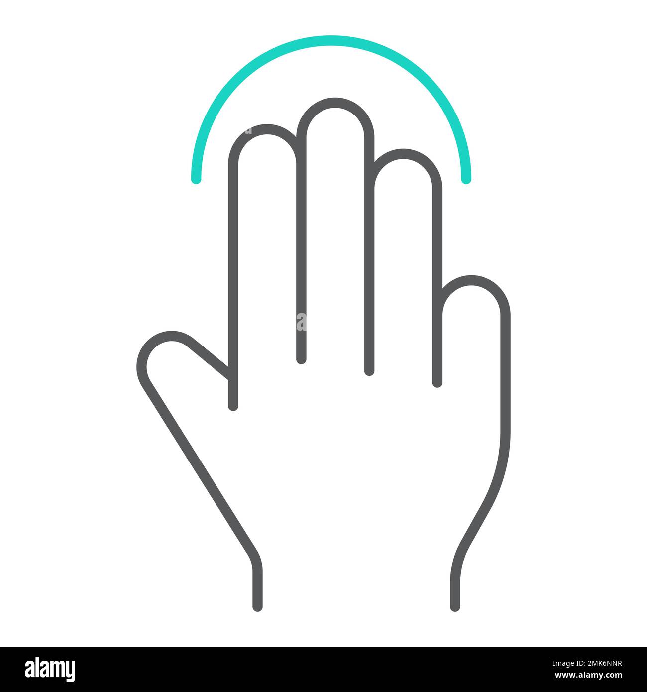 Triple tap thin line icon, gesture and hand, click sign, vector