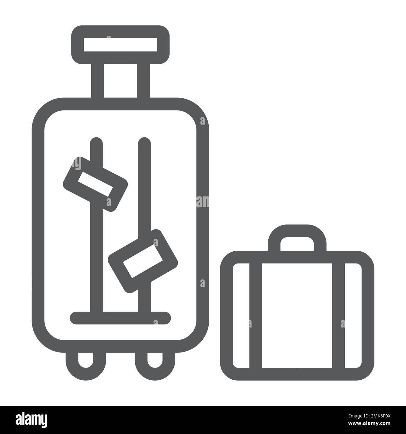 Luggage line icon, suitcase and bag, baggage sign, vector graphics, a