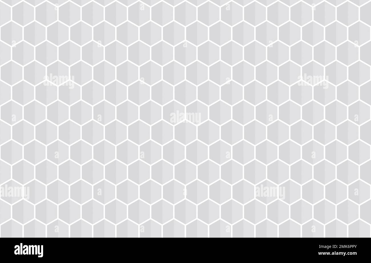 Seamless pattern of gray geometric 3d hexagons or cube shapes on white. Abstract high resolution full frame background with copy space. Stock Photo