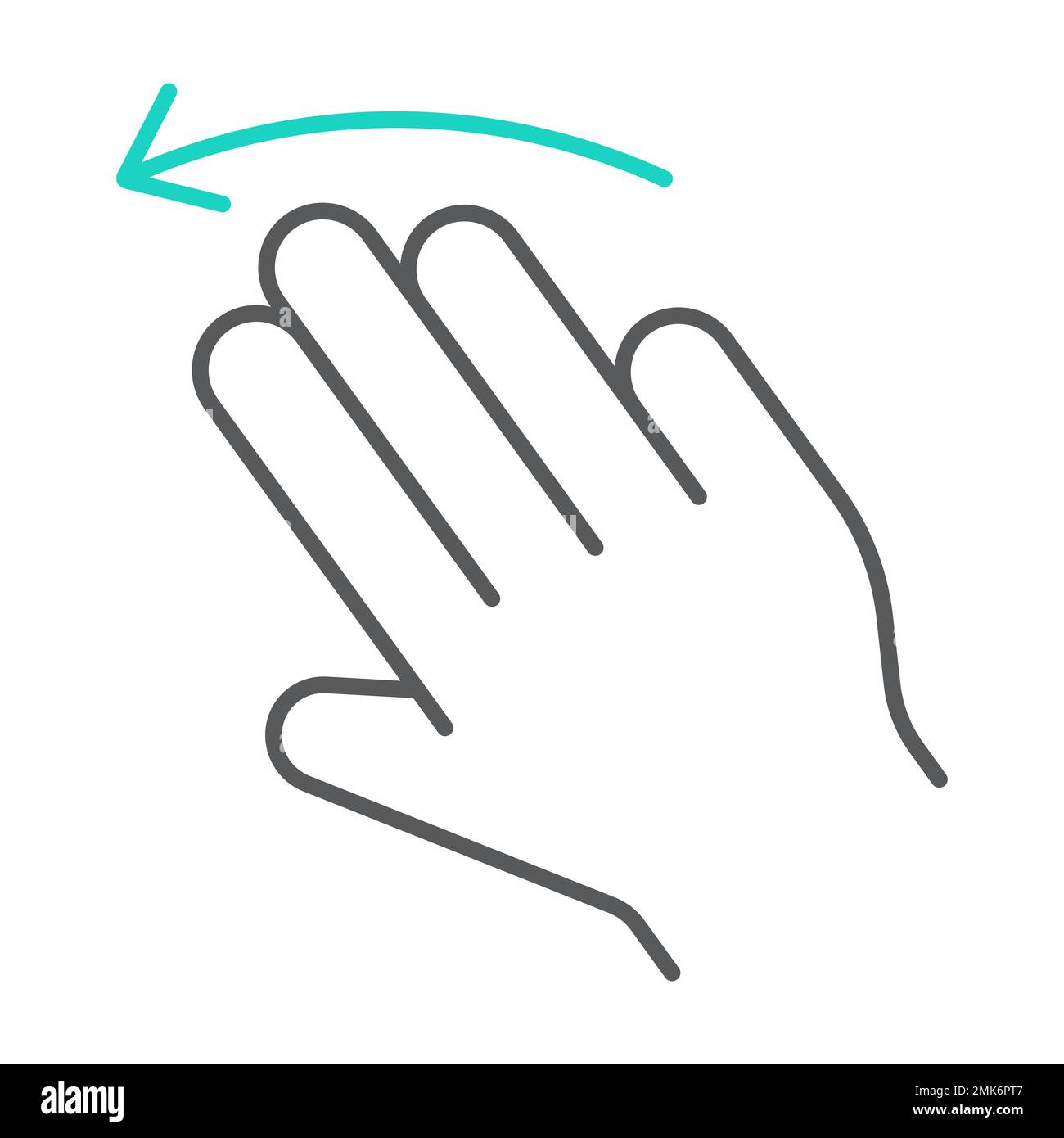 Three fingers flick left thin line icon, gesture and hand, click sign, vector graphics, a linear pattern on a white background, eps 10. Stock Vector