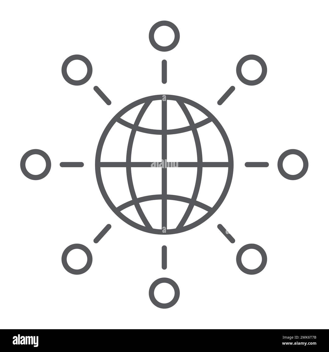 International communication thin line icon, world and connect, global ...