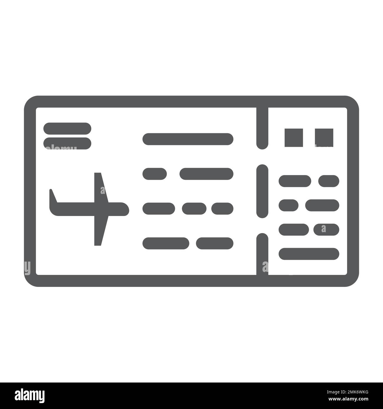 Ticket line icon, pass and tourism, plane ticket sign, vector graphics