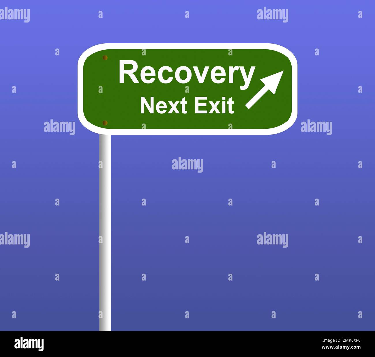 Illustration of a sign with Recovery Next Exit Stock Photo Alamy