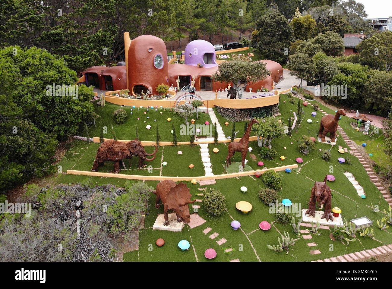 This Monday, April 1, 2019 photo, shows an aerial view of the