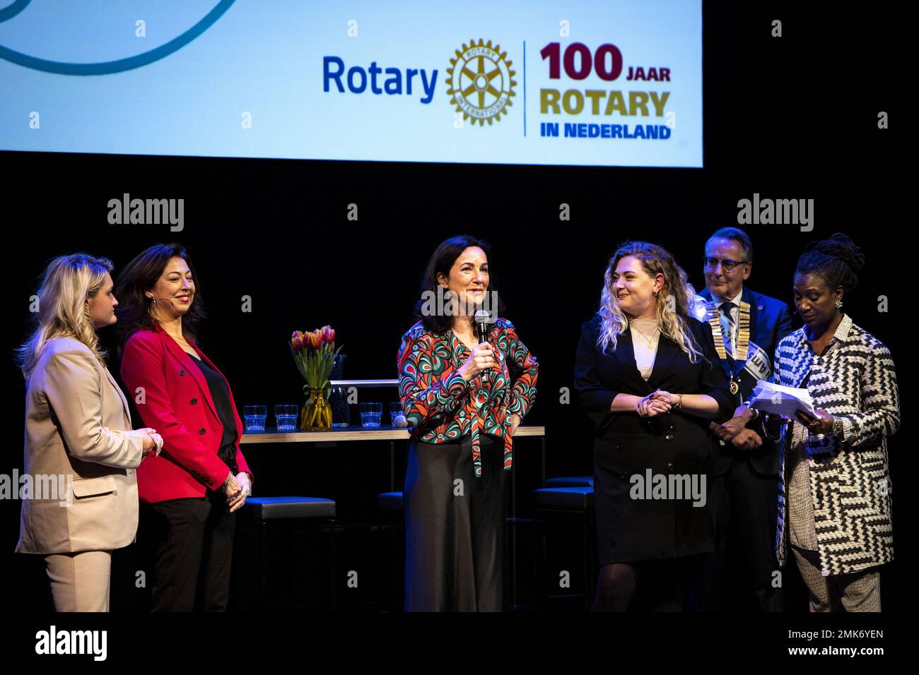 AMSTERDAM - Mayor Femke Halsema during the celebration of the 100th anniversary of welfare club Rotary Netherlands in International Theater Amsterdam. Rotary has more than a million members worldwide, the Netherlands has about 16,000 Rotary members. The clubs are mainly involved in social welfare projects. ANP RAMON VAN FLYMEN netherlands out - belgium out Stock Photo