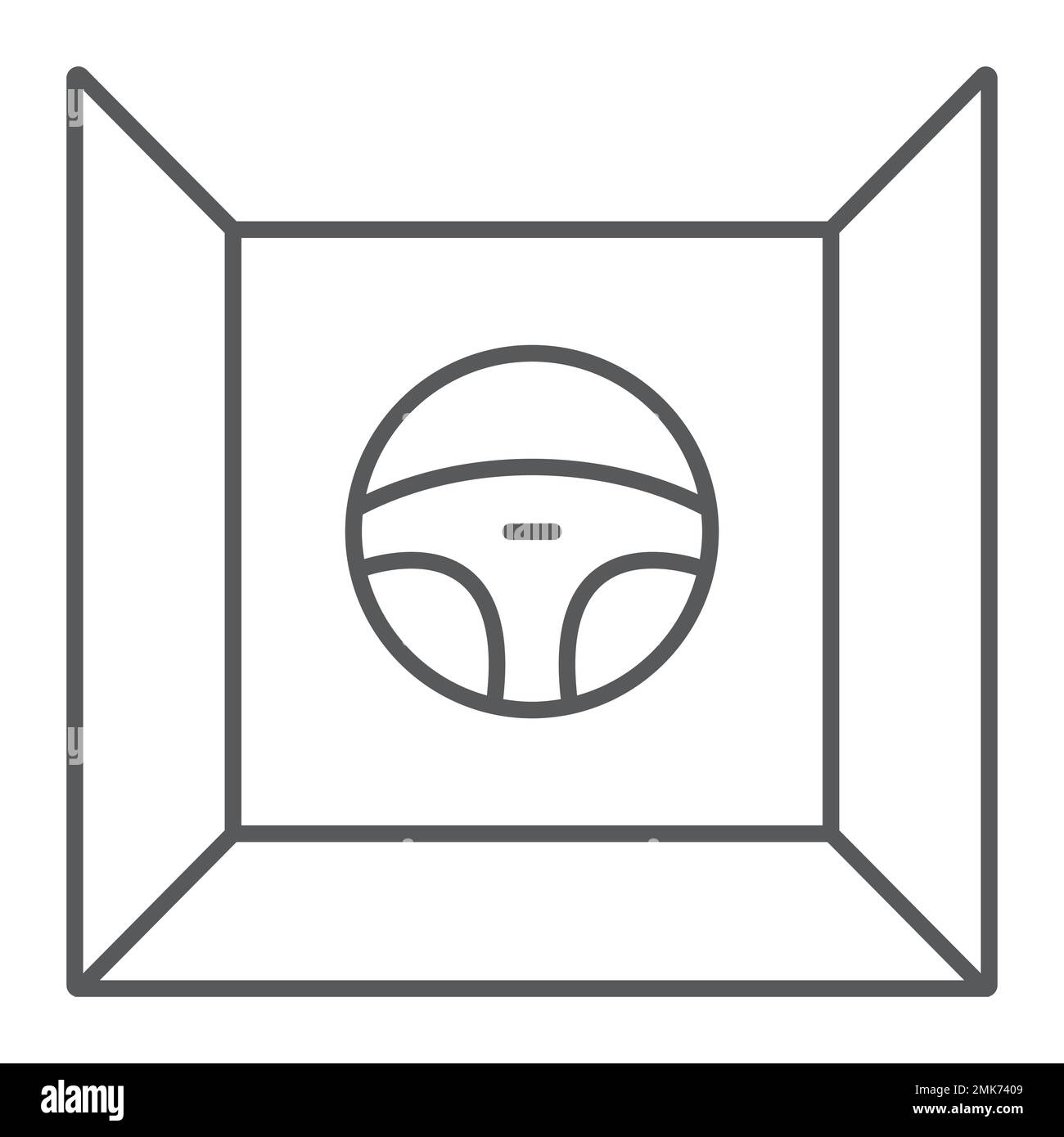 Driving simulator thin line icon, gaming and drive, steering wheel sign ...