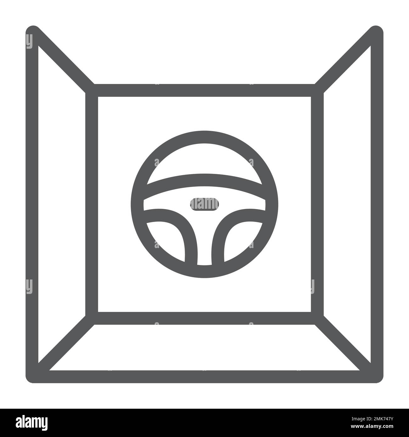 Driving simulator line icon, gaming and drive, steering wheel sign ...